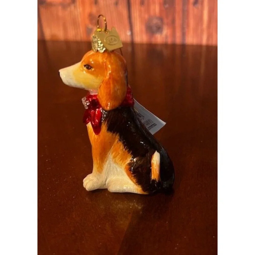 Glass Beagle‎ Dog christmas Ornament kurt s adler Noble Gems Hand-Crafted